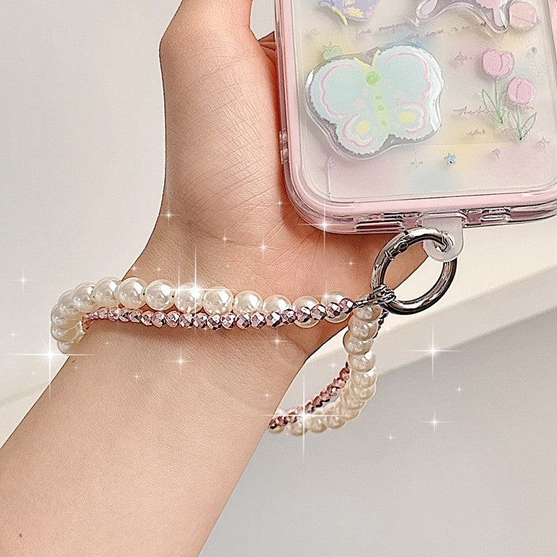 Chromahome Light Luxury Crystal Pearl Double Chain Phone Wristlets - Chromahome  