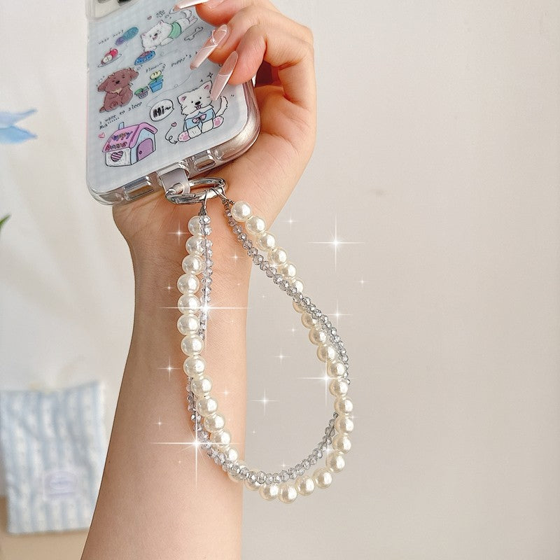 Chromahome Light Luxury Crystal Pearl Double Chain Phone Wristlets - Chromahome  