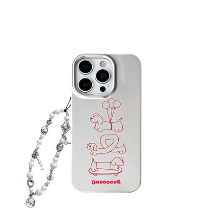Chromahome Line Dachshund Electroplated Silver iPhone Case - Chromahome  