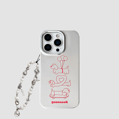 Chromahome Line Dachshund Electroplated Silver iPhone Case - Chromahome  