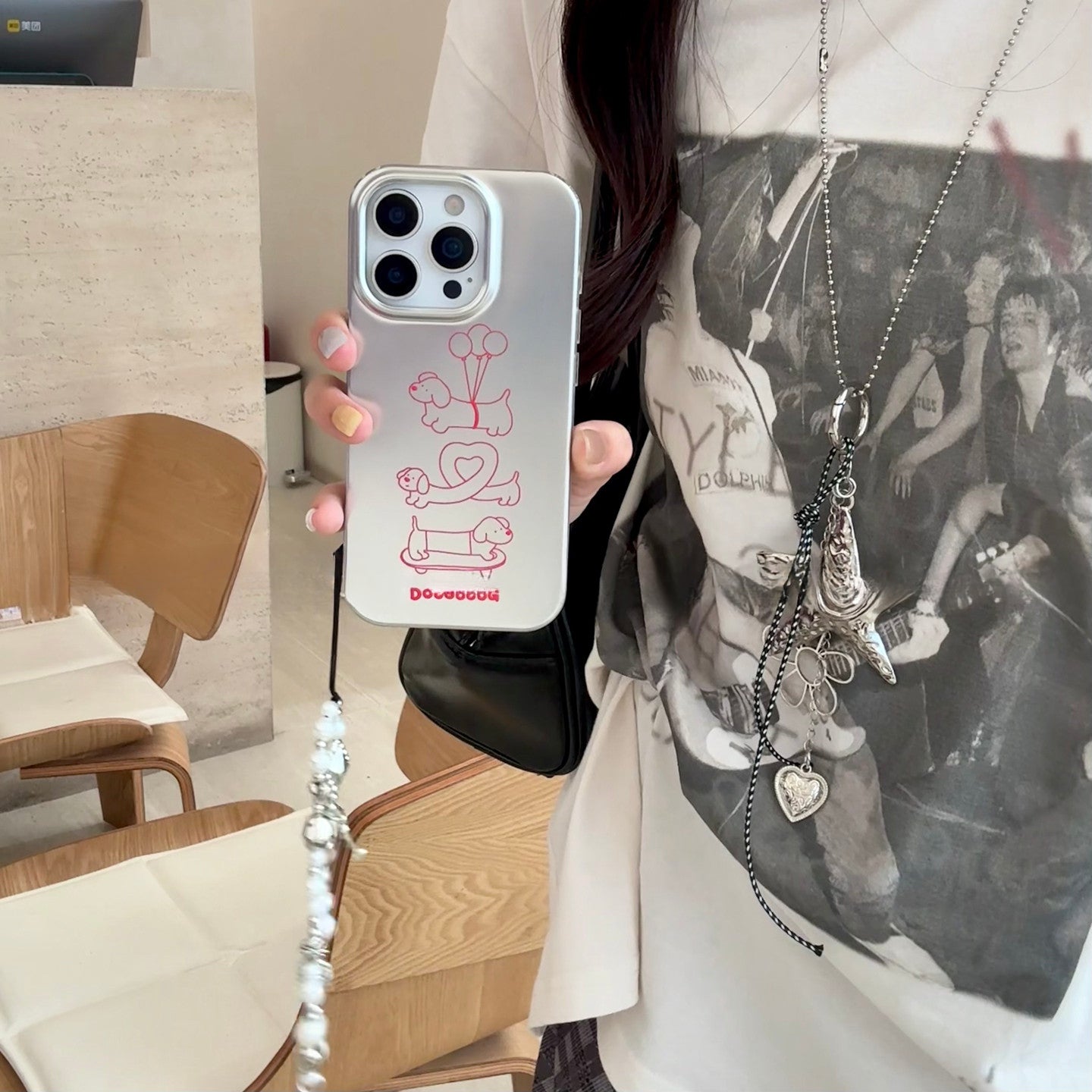 Chromahome Line Dachshund Electroplated Silver iPhone Case - Chromahome  