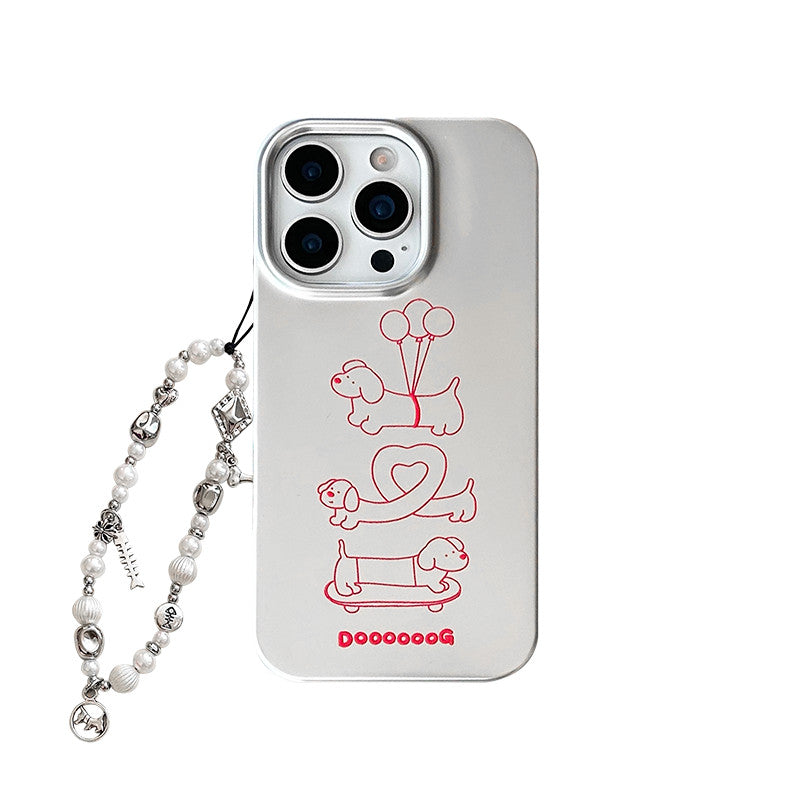 Chromahome Line Dachshund Electroplated Silver iPhone Case - Chromahome