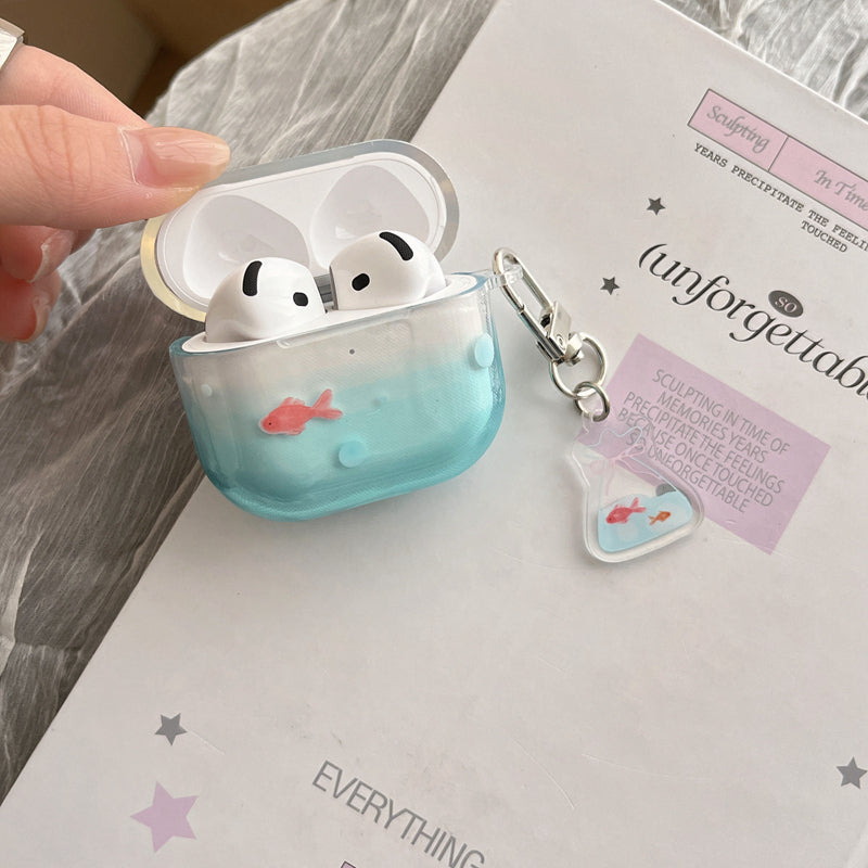 Chromahome Niche Bubble Blue Little Goldfish AirPods Case - Chromahome  