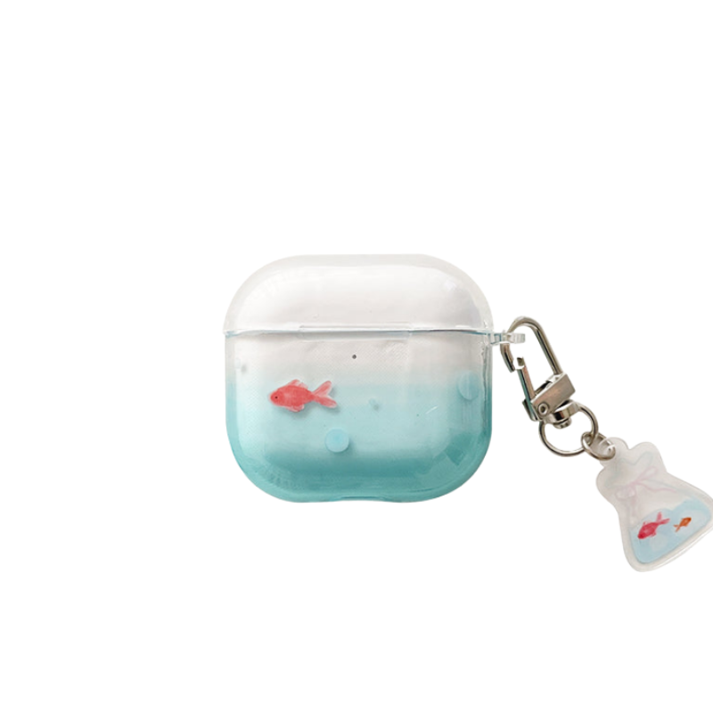 Chromahome Niche Bubble Blue Little Goldfish AirPods Case - Chromahome  