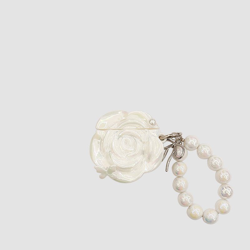 Chromahome Pearl White Butterfly Camellia Headphone Protective Airpods Case - Chromahome  