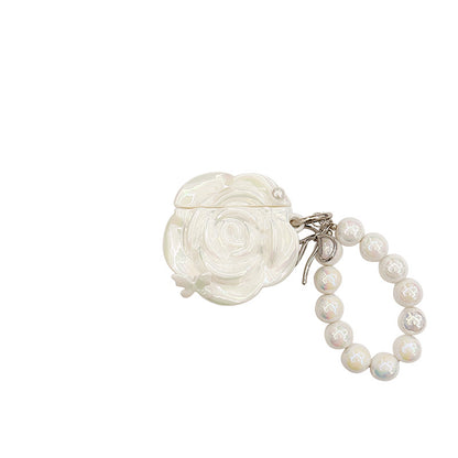 Chromahome Pearl White Butterfly Camellia Headphone Protective Airpods Case - Chromahome  