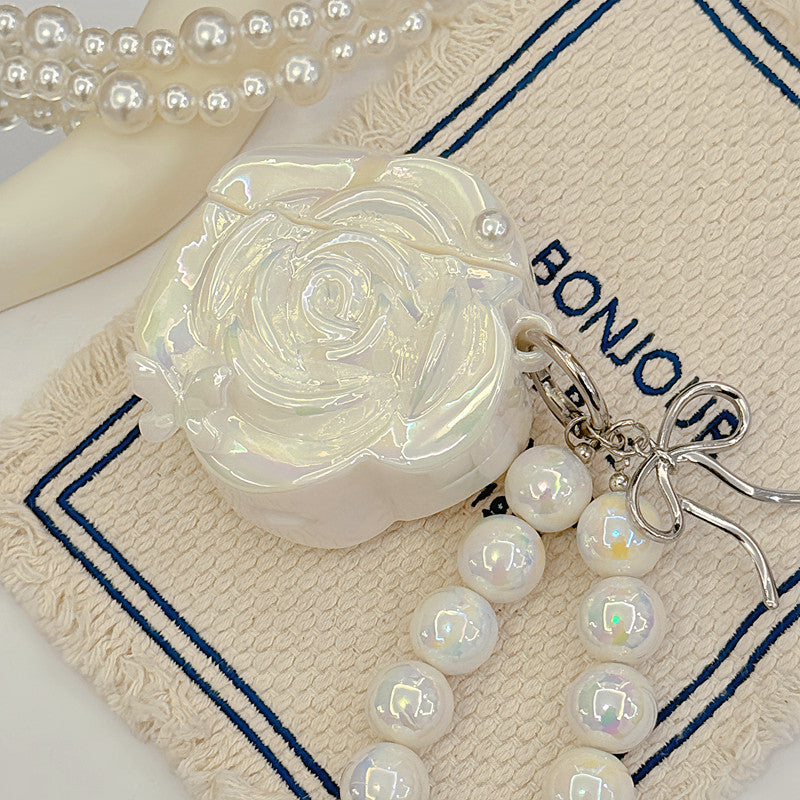 Chromahome Pearl White Butterfly Camellia Headphone Protective Airpods Case - Chromahome  