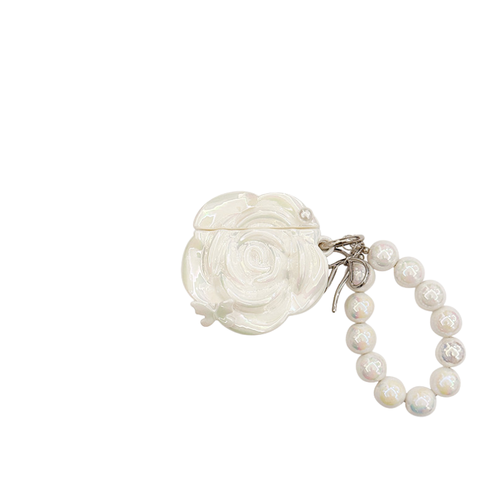 Chromahome Pearl White Butterfly Camellia Headphone Protective Airpods Case - Chromahome  