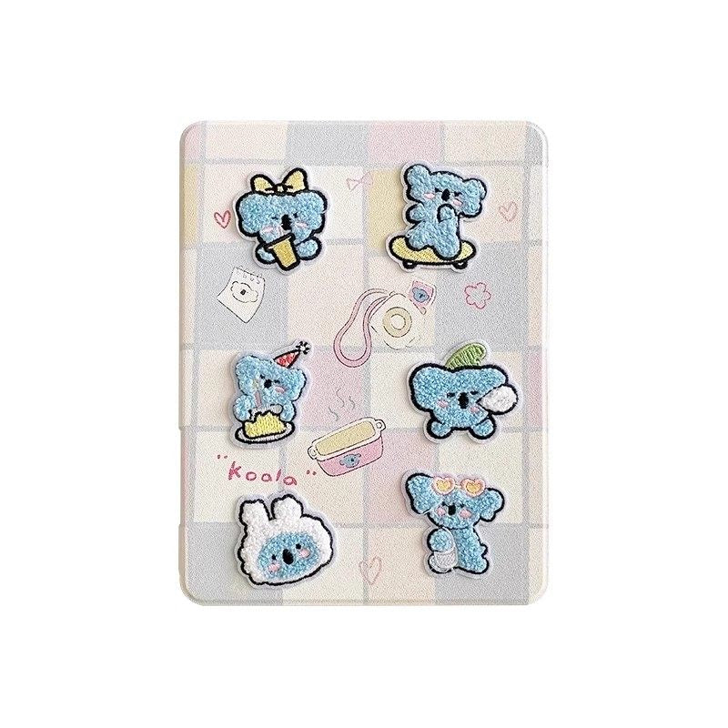 Chromahome Pink Plaid Embroidered Puppy iPad Case - Chromahome  