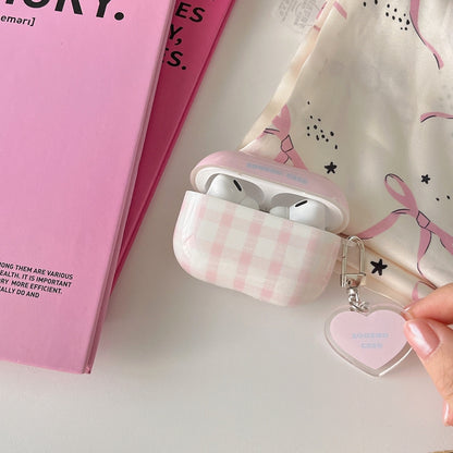 Chromahome Pink Plaid Heart Pendant AirPods Case - Chromahome  