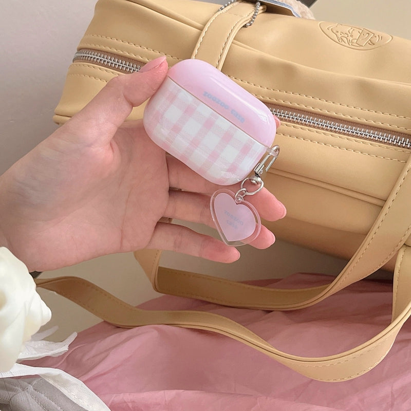 Chromahome Pink Plaid Heart Pendant AirPods Case - Chromahome  