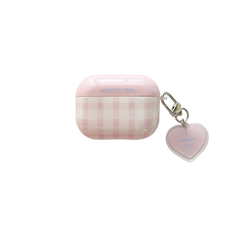 Chromahome Pink Plaid Heart Pendant AirPods Case - Chromahome