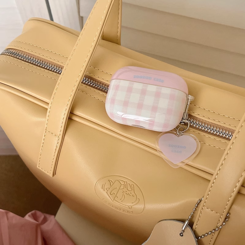 Chromahome Pink Plaid Heart Pendant AirPods Case - Chromahome  