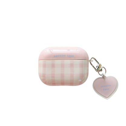 Chromahome Pink Plaid Heart Pendant AirPods Case - Chromahome  