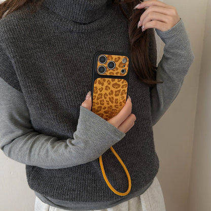 Chromahome Vintage Leather Glitter Leopard Print iPhone Case - Chromahome  