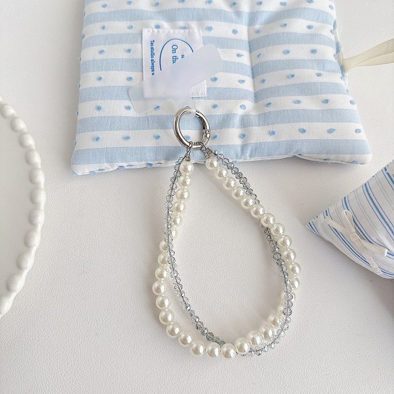 Chromahome Light Luxury Crystal Pearl Double Chain Phone Wristlets
