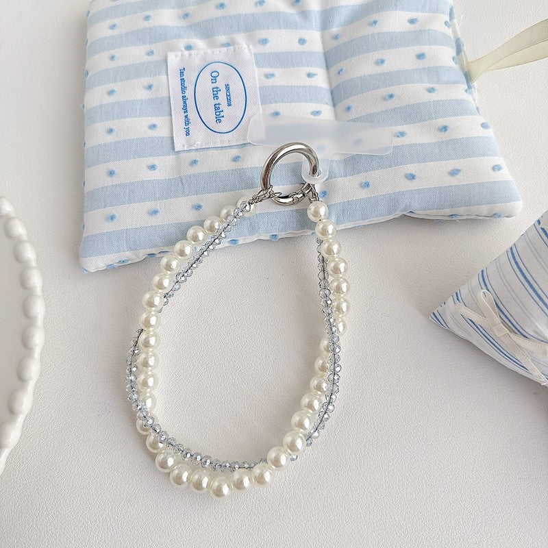 Chromahome Light Luxury Crystal Pearl Double Chain Phone Wristlets