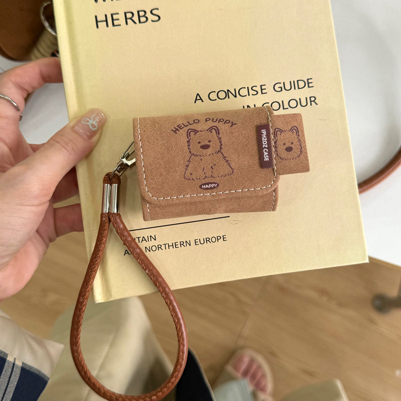 Chromahome Leather Retro Brown Dog AirPods Case - Chromahome  