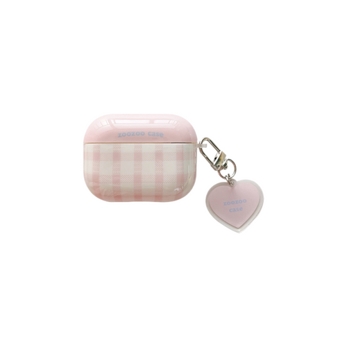 Chromahome Pink Plaid Heart Pendant AirPods Case - Chromahome  