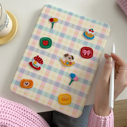 Chromahome Pattern Embroidery Bread Puppy iPad Case