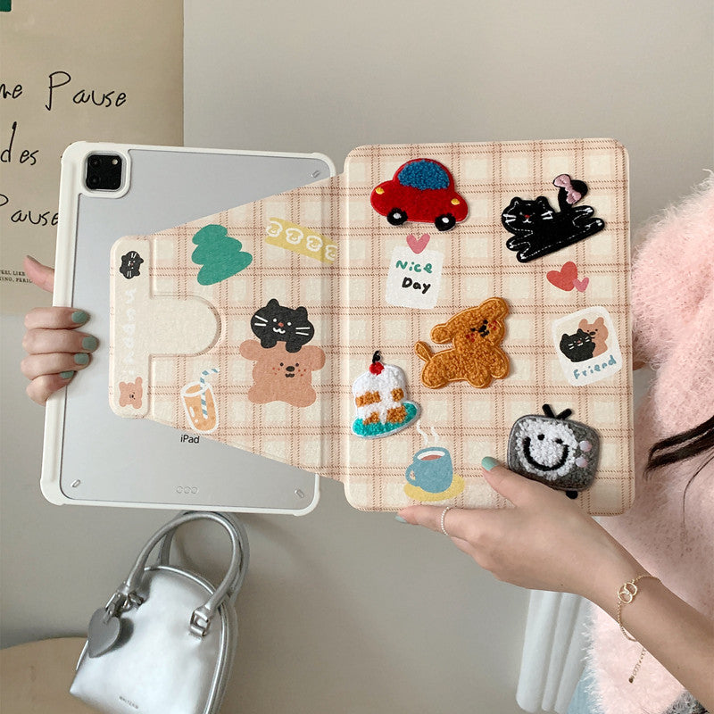 Chromahome Cute Embroidered Puppy Cat  iPad Case