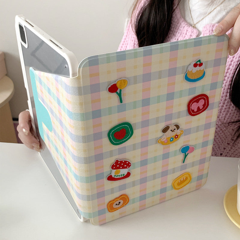 Chromahome Pattern Embroidery Bread Puppy iPad Case