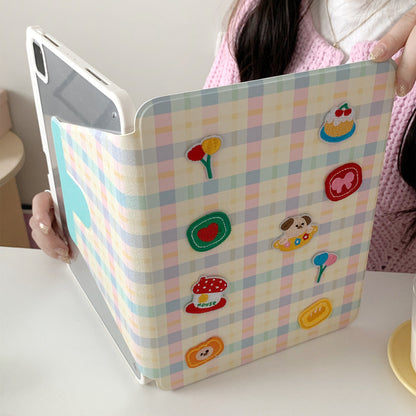 Chromahome Pattern Embroidery Bread Puppy iPad Case