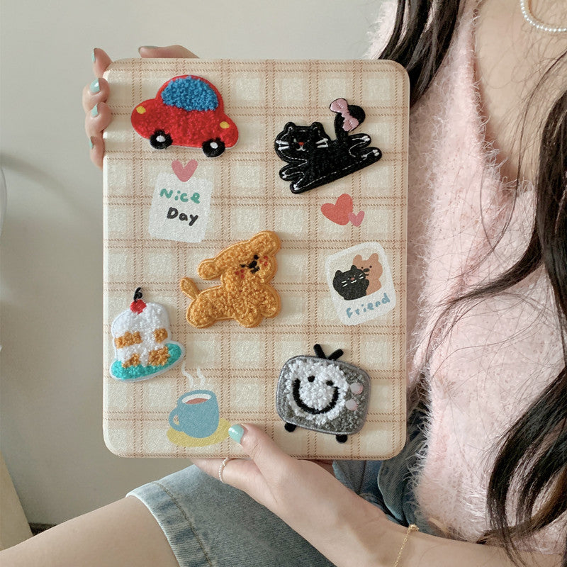 Chromahome Cute Embroidered Puppy Cat  iPad Case