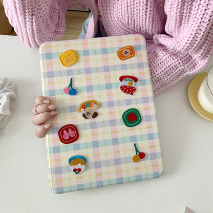 Chromahome Pattern Embroidery Bread Puppy iPad Case