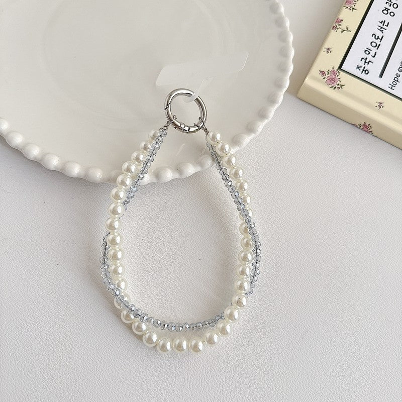 Chromahome Light Luxury Crystal Pearl Double Chain Phone Wristlets