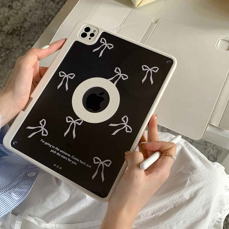 Chromahome Girly Heart Bowknot Magnetic Suction iPad Case