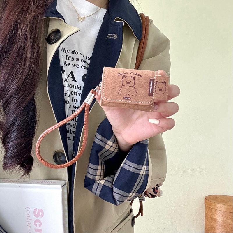 Chromahome Leather Retro Brown Dog AirPods Case - Chromahome  