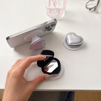 Chromahome Heart Shape Flip Cover Mirror Makeup MagSafe Adhesive Ring Holder