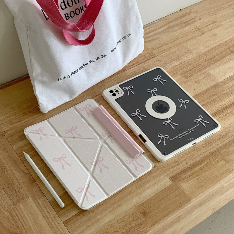 Chromahome Girly Heart Bowknot Magnetic Suction iPad Case