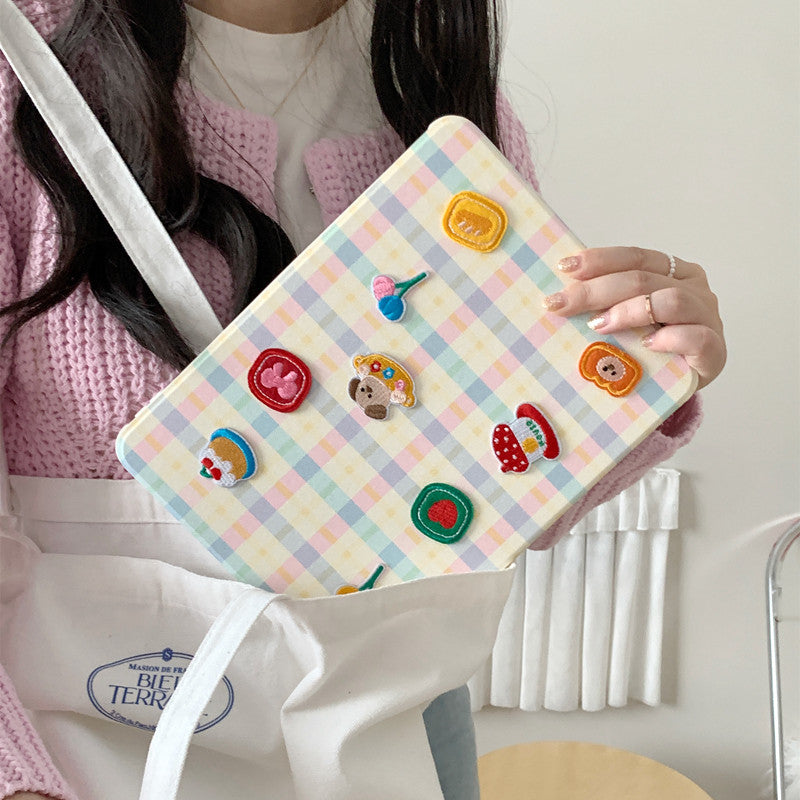 Chromahome Pattern Embroidery Bread Puppy iPad Case