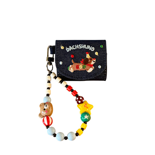 Chromahome Embroidered Dachshund Denim AirPods Case - Chromahome  