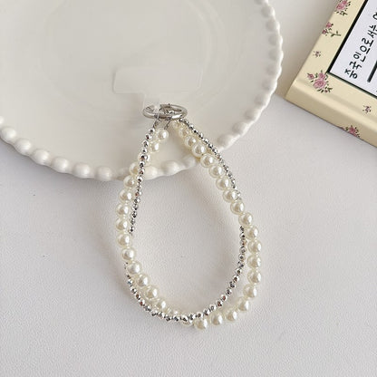 Chromahome Light Luxury Crystal Pearl Double Chain Phone Wristlets
