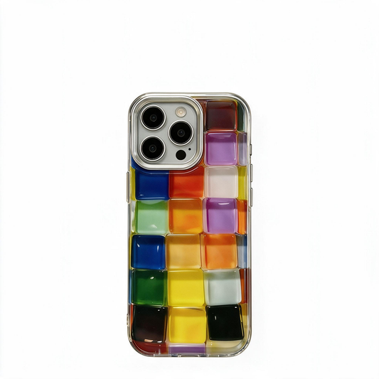Chromahome Summer Clear Jelly Colorful Small Ice Cube iPhone Case