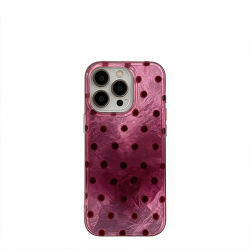 Chromahome Gradient Raspberry Red Heart Polka Dot iPhone Case