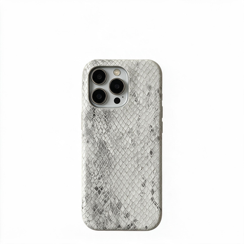 Chromahome Light Mist Gray Gold-Embossed Snake Pattern iPhone Case