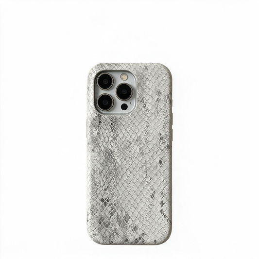 Chromahome Light Mist Gray Gold-Embossed Snake Pattern iPhone Case