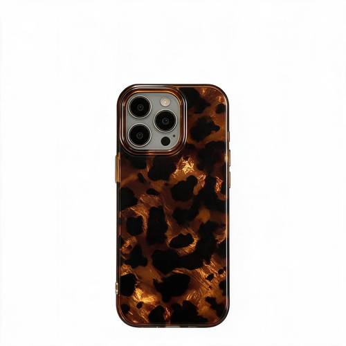 Chromahome Autumn/Winter Vintage Black-Brown Tortoiseshell Foil Pattern iPhone Case
