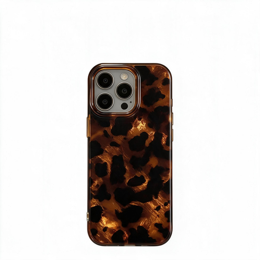 Chromahome Autumn/Winter Vintage Black-Brown Tortoiseshell Foil Pattern iPhone Case