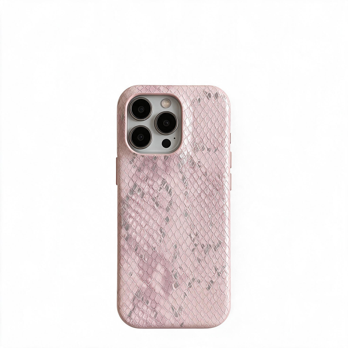 Chromahome Light Pink Gold-Embossed Snake Skin Pattern iPhone Case