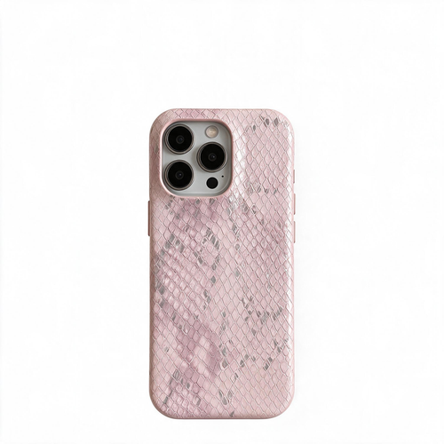 Chromahome Light Pink Gold-Embossed Snake Skin Pattern iPhone Case