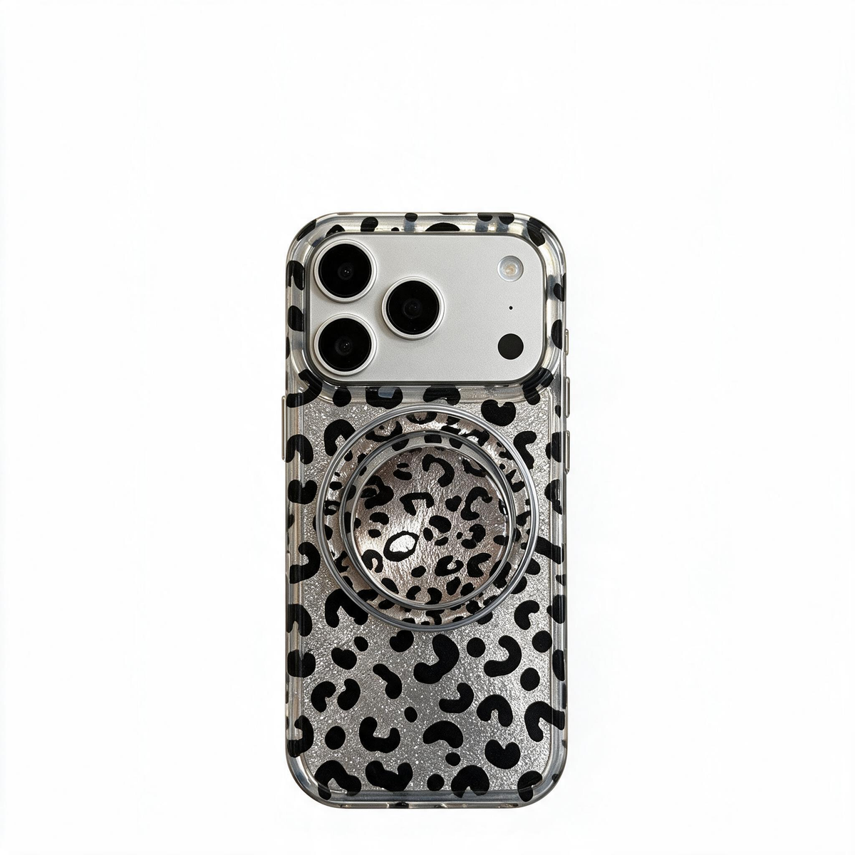 Chromahome Light Brown Leopard Print Glass Magnetic Stand Phone Case